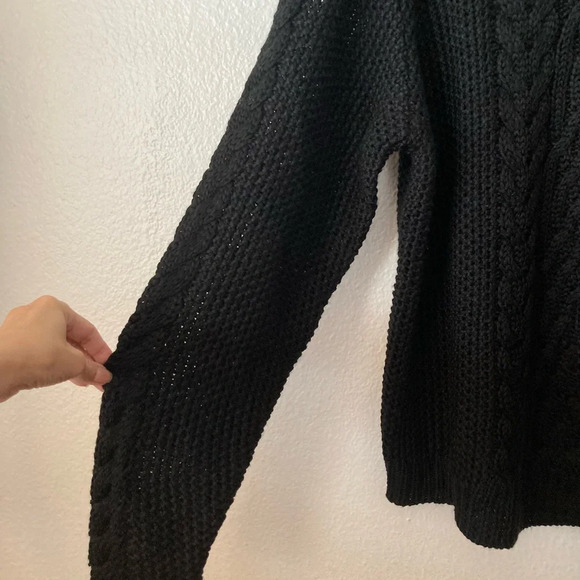 TULAROSA Black Cable Knit LARGE Oversized Sweater - Picture 5 of 9